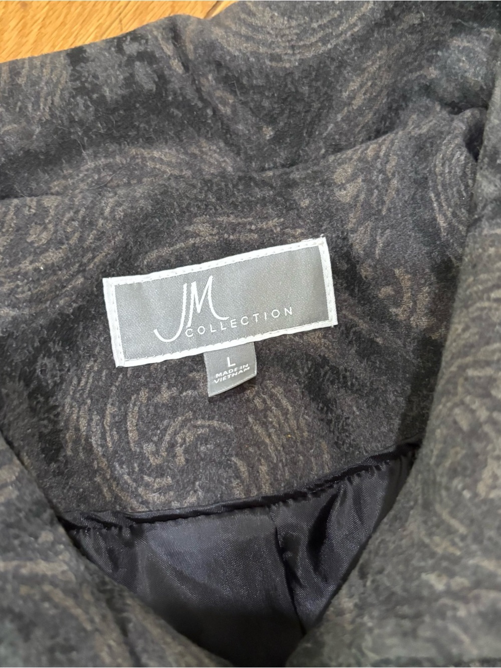 JM Collection Charcoal Swirl Pattern Button-Up Jacket - Picture 2 of 4